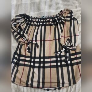 Plaid Off-Shoulder Blouse